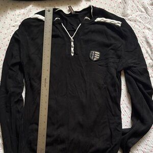 Black Long Sleeve Stride Sweater with White Accents